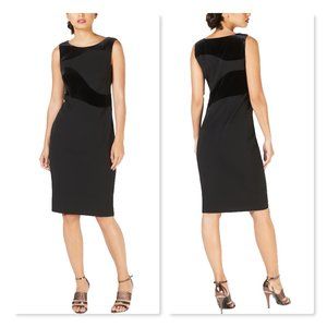Calvin Klein Women's Velvet Trim Sheath Dress Size 2 Black Business Formal NWT